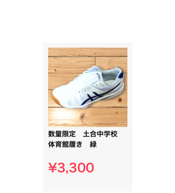 ￼
数量限定　土合中学校　体育館履き　緑

¥3,300